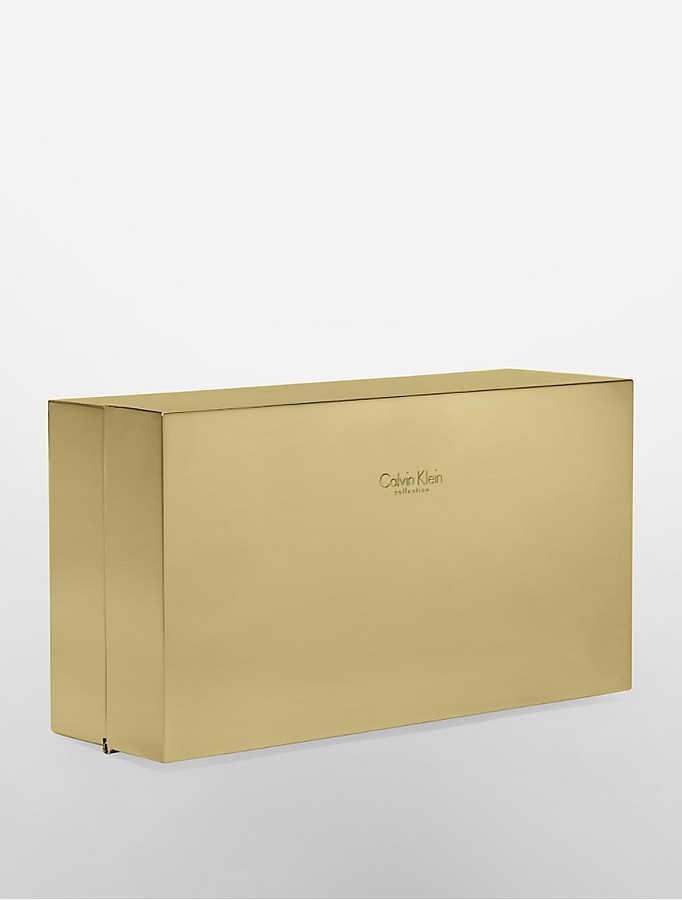Calvin Klein Brushed Platinum Box Clutch, | Calvin | Lookastic