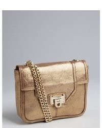 Rebecca Minkoff Day Glow Gold Metallic Leather Contrast Chain Strap Alaina Shoulder Bag