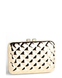 Glint Quilted Metal Clutch Gold