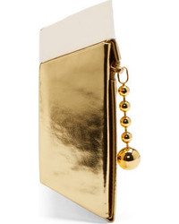 Undercover Gold Leather Runway Gold Pound Box Clutch