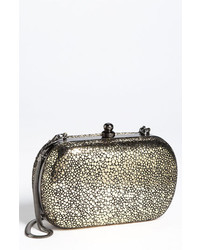 Inge Christopher Metallic Stingray Embossed Clutch Gold