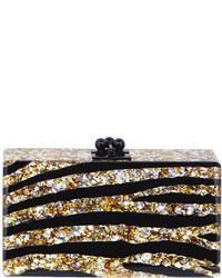 Edie Parker Jean Acrylic Zebra Clutch Bag Goldsilverblack