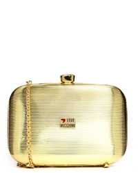 Love Moschino Metal Box Clutch Bag Gold