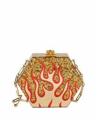 Edie Parker Macy Flames Hexagonal Clutch Bag Gold
