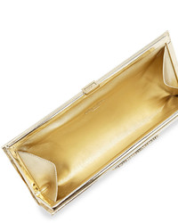 Roger Vivier Pilgrim Crystal Buckle Clutch Bag Gold Mirror