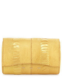 VBH Rsvp Ostrich Clutch Bag Gold