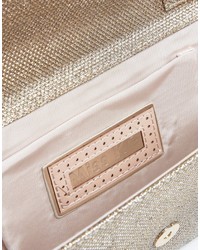 Miss KG Talia Brushed Gold Clutch With Cross Body Chain