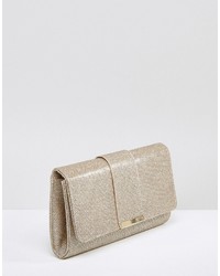 Miss KG Talia Brushed Gold Clutch With Cross Body Chain