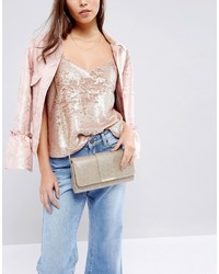 Miss KG Talia Brushed Gold Clutch With Cross Body Chain