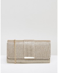 Miss KG Talia Brushed Gold Clutch With Cross Body Chain