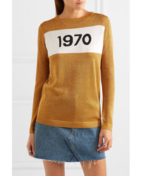Bella Freud Sparkle 1970 Metallic Knitted Sweater Gold