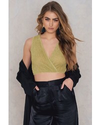 Glittery Pleated Cropped Top