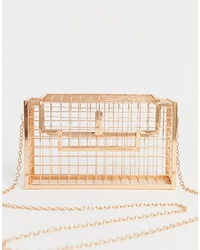 ASOS DESIGN Gold Caged Box Cross Body Bag