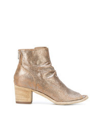 Gold Cutout Leather Ankle Boots