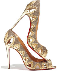 Christian Louboutin Circus City Spiked Red Sole Pump Gold