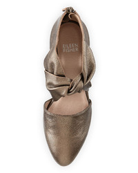 Eileen Fisher Mary Knotted Cutout Metallic Pump