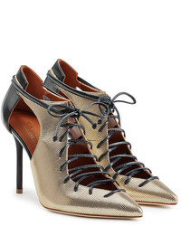 Malone Souliers Metallic Leather Lace Up Pumps With Cutouts