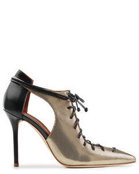 Malone Souliers Metallic Leather Lace Up Pumps With Cutouts