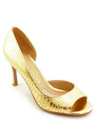 Paris Hilton Blayne Gold Animal Print Leather Pumps Heels Shoes