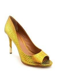 Rachel Roy Penelopey Gold Peep Toe Leather Pumps Heels Shoes