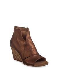 Gold Cutout Leather Wedge Ankle Boots