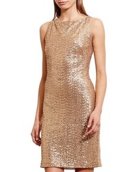 Gold Cutout Sequin Sheath Dress