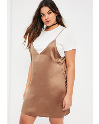 Missguided Plus Size Gold Satin 2 In 1 Dress