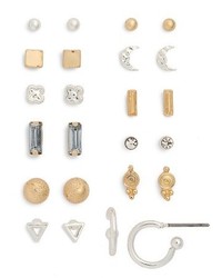 12 Pack Geometric Stud Earrings