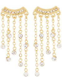 Rebecca Minkoff 12k Gold Plated Crystal Fringe Drop Earrings
