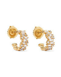 Suzanne Kalan 12mm 18 Karat Gold Diamond Hoop Earrings