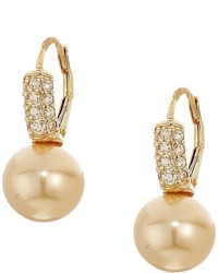 Majorica 12mm Round Cz Gold Plated Earrings Earring