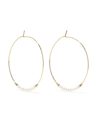 Mizuki 14 Karat Gold Pearl Hoop Earrings
