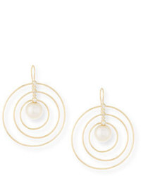 Mizuki 14k Concentric Diamond Pearl Drop Earrings