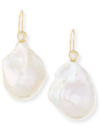 Mizuki 14k Diamond Pearl Drop Earrings