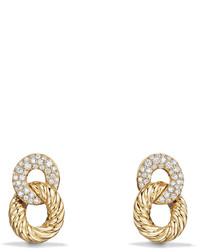 David Yurman 165mm Belmont Link Earrings With Diamonds In 18k Yellow Gold