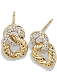 David Yurman 165mm Belmont Link Earrings With Diamonds In 18k Yellow Gold
