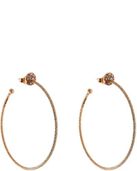 Carolina Bucci 18 Carat Rose Gold Hoop Earrings With White Diamonds And Pink Sapphires