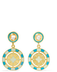 Amrapali 18 Karat Gold Diamond And Enamel Earrings One Size
