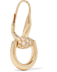 Gucci 18 Karat Gold Diamond Horsebit Earrings One Size