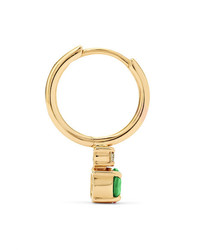 Jemma Wynne 18 Karat Gold Emerald And Diamond Hoop Earring