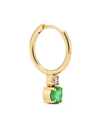 Jemma Wynne 18 Karat Gold Emerald And Diamond Hoop Earring
