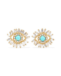 Suzanne Kalan 18 Karat Gold Turquoise And Diamond Earrings