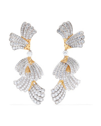 Buccellati 18 Karat White And Yellow Gold Diamond Earrings