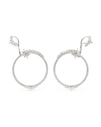 Yeprem 18 Karat White Gold Diamond Hoop Earrings