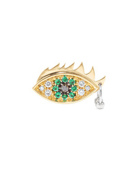 Delfina Delettrez 18 Karat Yellow And White Gold Emerald And Diamond Earring