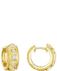 Penny Preville 18k Gold Round Square Diamond Huggie Earrings