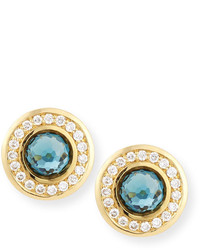 Ippolita 18k Lollipop Mini Blue Topaz Diamond Stud Earrings