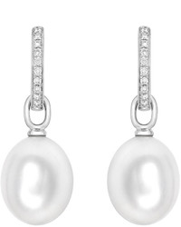 Kiki McDonough 18k White Gold Detachable Pearl Earrings With Diamonds