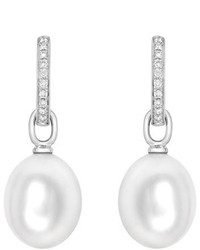 Kiki McDonough 18k White Gold Detachable Pearl Earrings With Diamonds