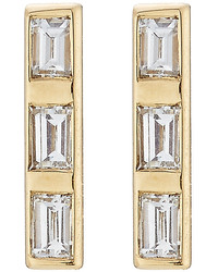 Ileana Makri 18k Yellow Gold Baguette Earrings With White Diamonds